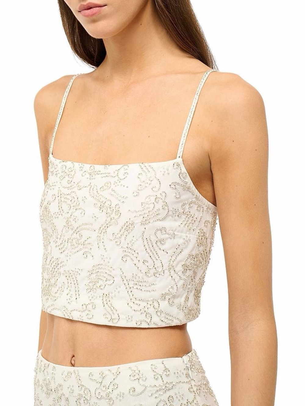STAUD Fermo Beaded Crop Top